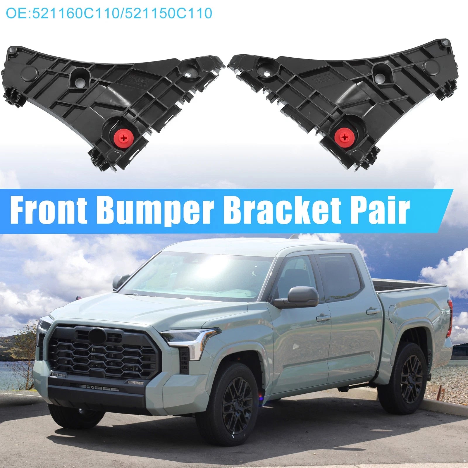 Pair Front Bumper Bracket Retainer Spacer Mounting Support for Toyota Tundra (2007–2021)