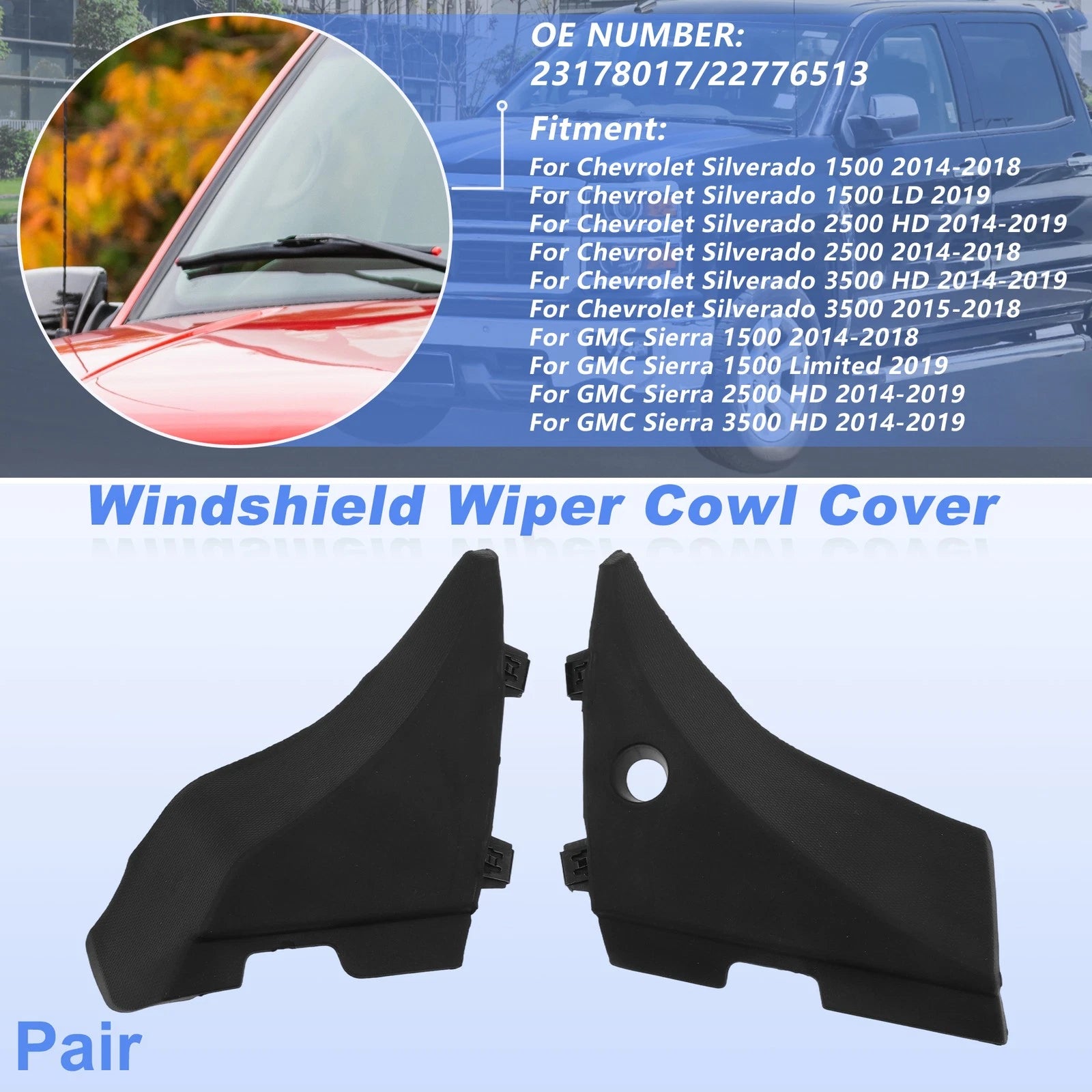 Windshield Cowl Replacement 1 Pair for Chevrolet Silverado 1500 (2014–2018)