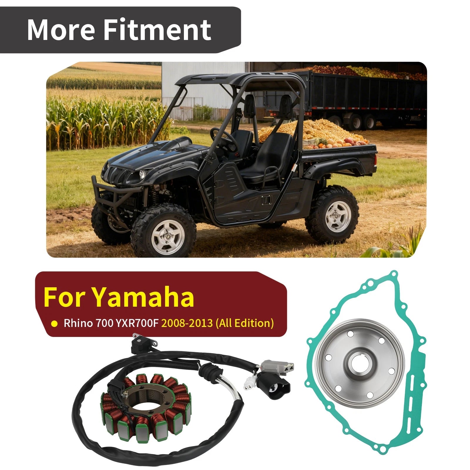 Flywheel Rotor & Stator w/ Gasket for Yamaha Rhino 700 YXR700F (2008–2013)