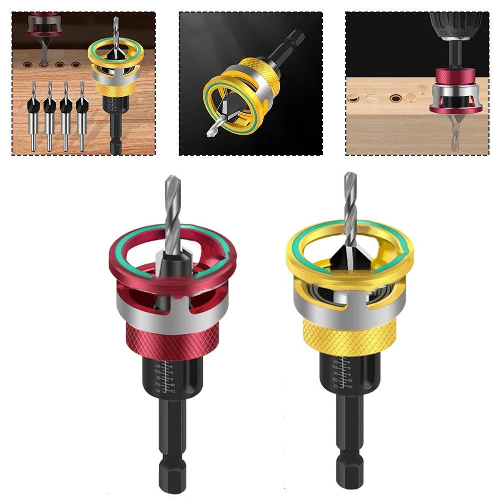 5pcs Adjustable Depth Control Countersunk Drill Bits for Wood