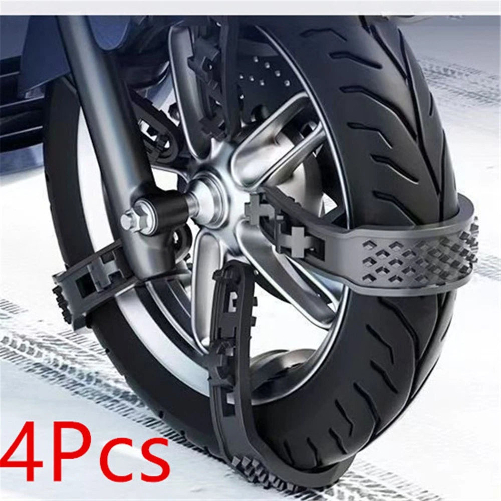 4Pcs Anti-Skid Snow Chains for Motorcycles Bicycles (59cm)