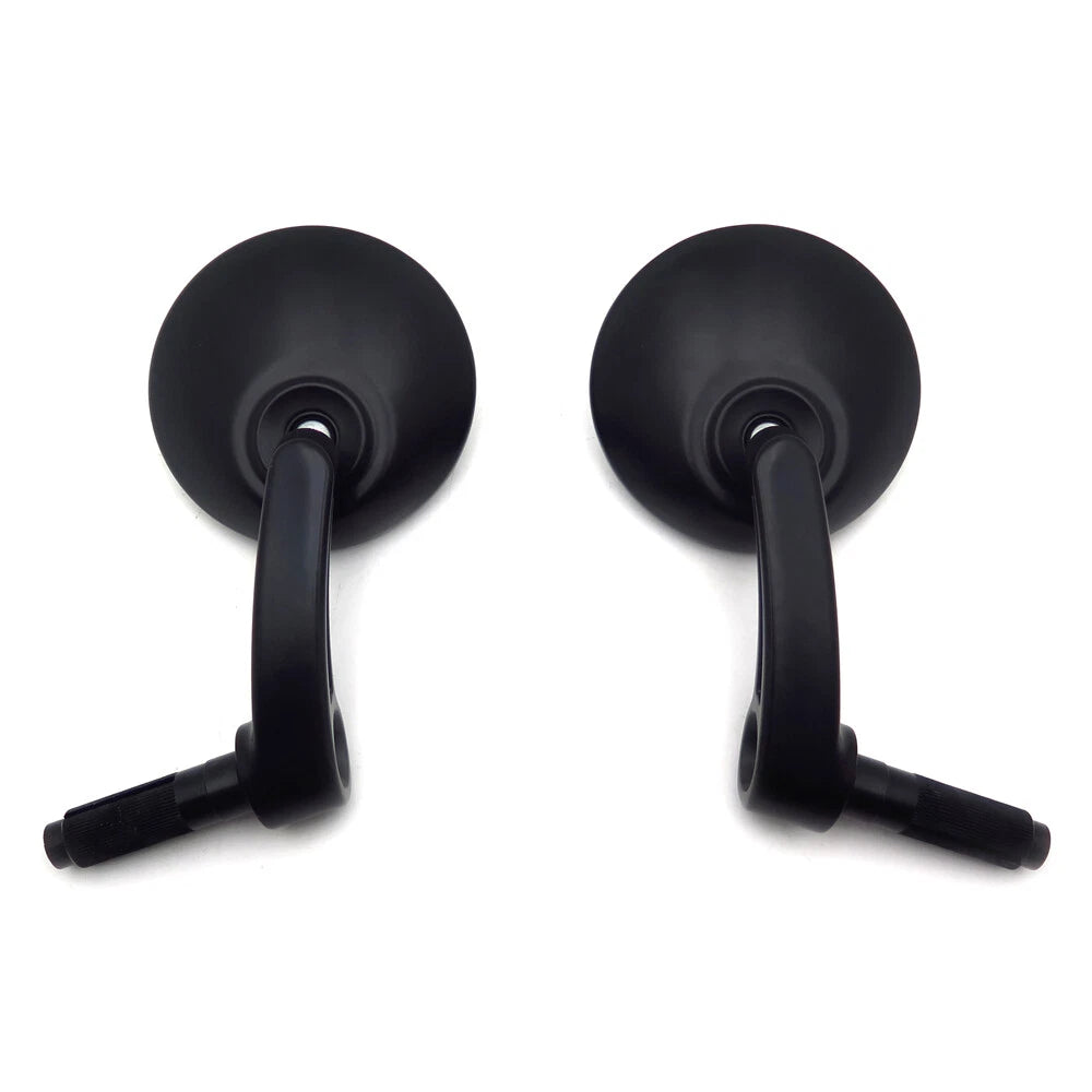 1 Pair Adjustable Black Round Bar End Rearview Side Mirrors for Cafe Racer