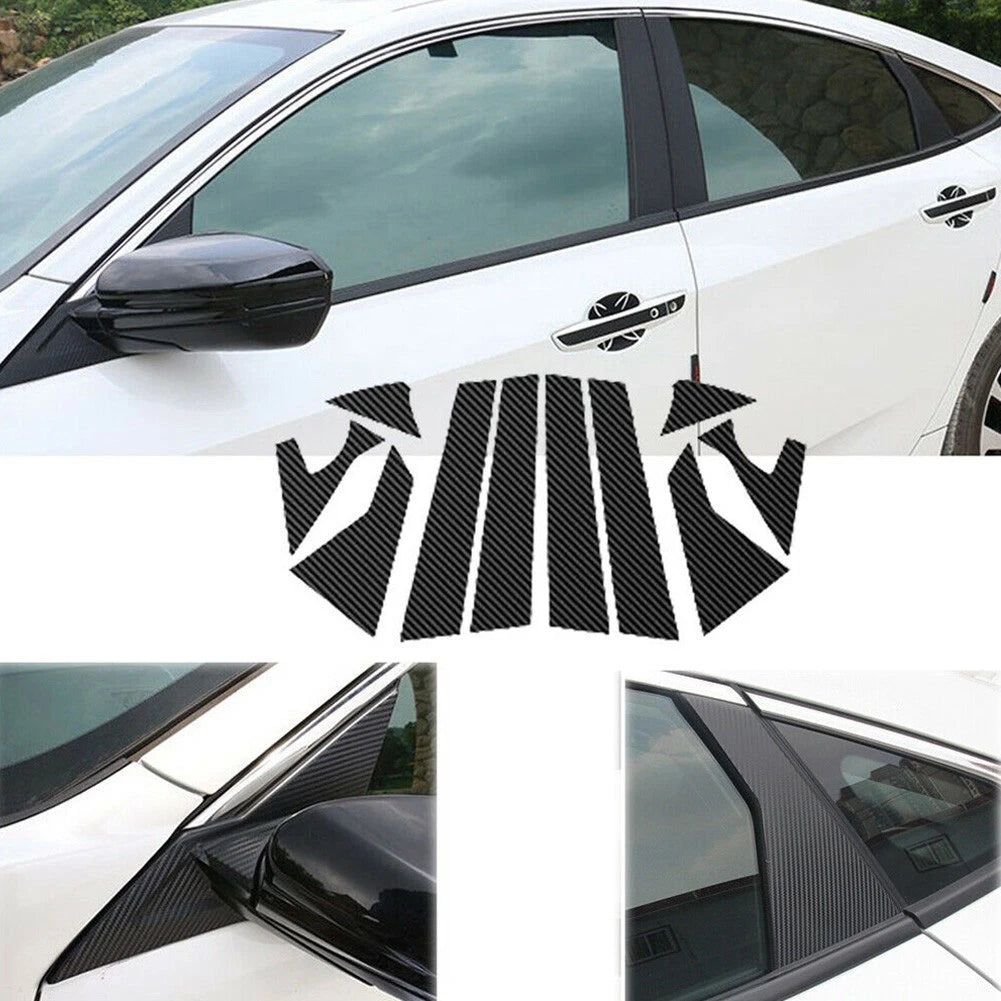 3D Carbon Fiber Pillar Posts Trim Cover for Honda Civic (2016–2019)