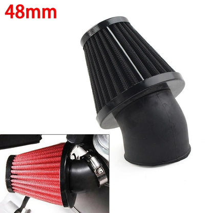 48mm Air Intake Filter for Motorcycle (Rubber Bend, Stainless Steel Mesh)