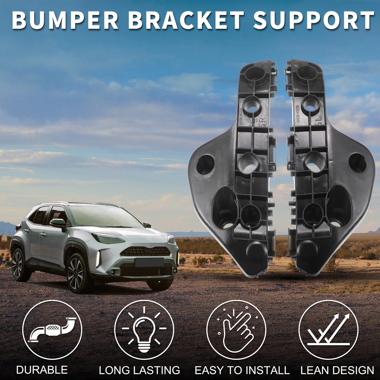 Front Bumper Retainer Bracket Pair for Toyota Yaris (2012–2019)