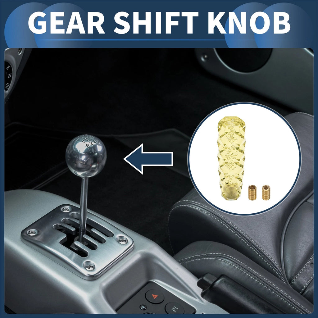 Crystal Shift Knob with 2 Adapters for Universal Fit (15cm, Yellow)