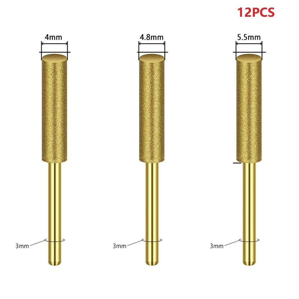 12 Pcs Diamond Chainsaw Sharpener Set 3mm Shank Burr Drill