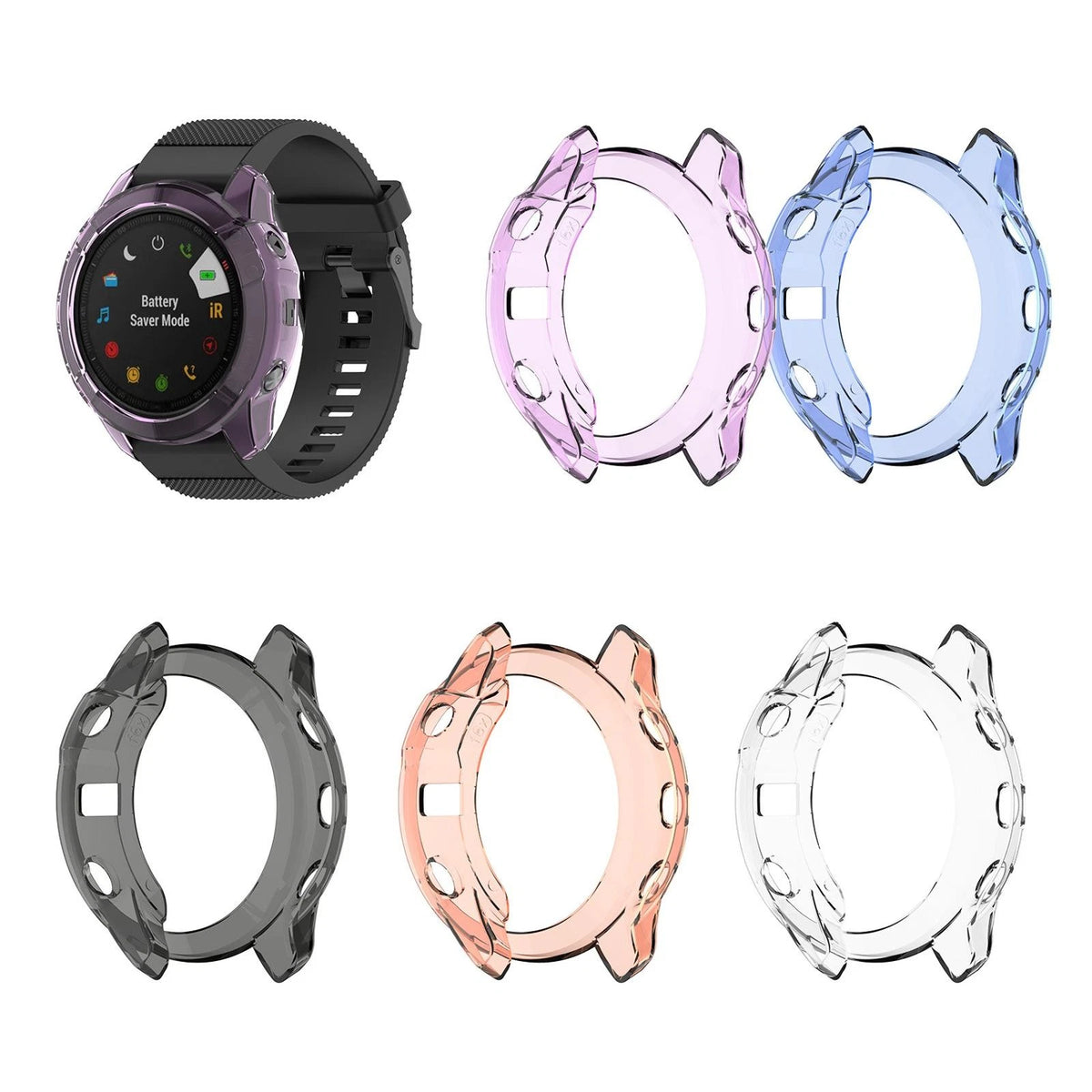 4X Clear TPU Case Cover for Garmin Fenix 6/6 Pro/6X/6X Pro