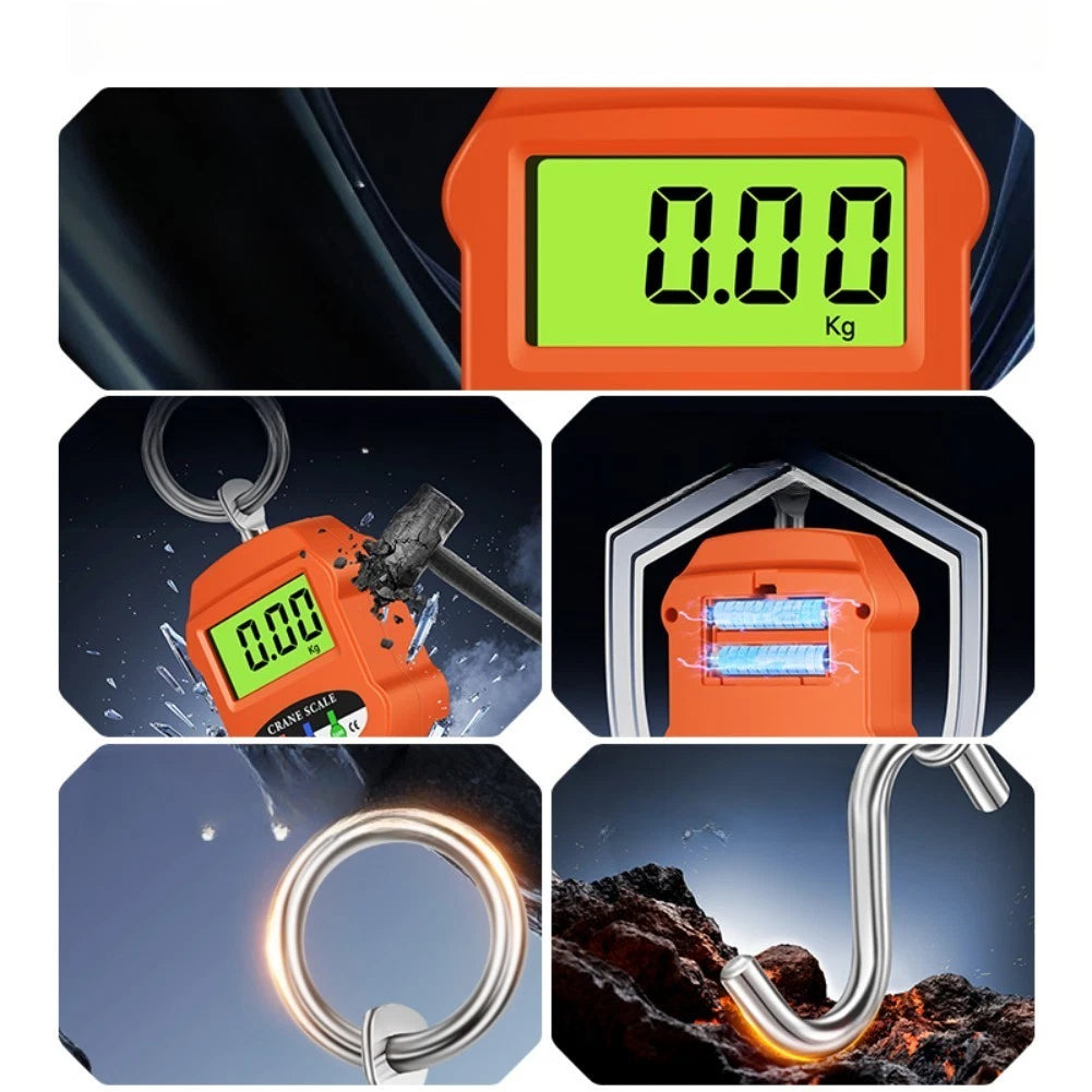 Electronic Hanging Scale 300kg Portable with LCD Screen and Unit Conversion