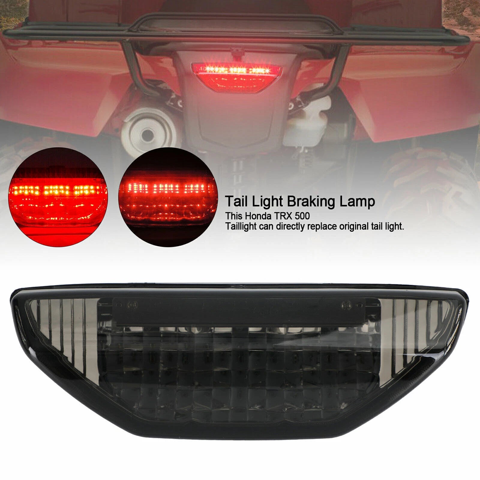 Tail Light Braking Lamp for Honda TRX 250 300 400EX 500 700 (2000–2023) Black T9