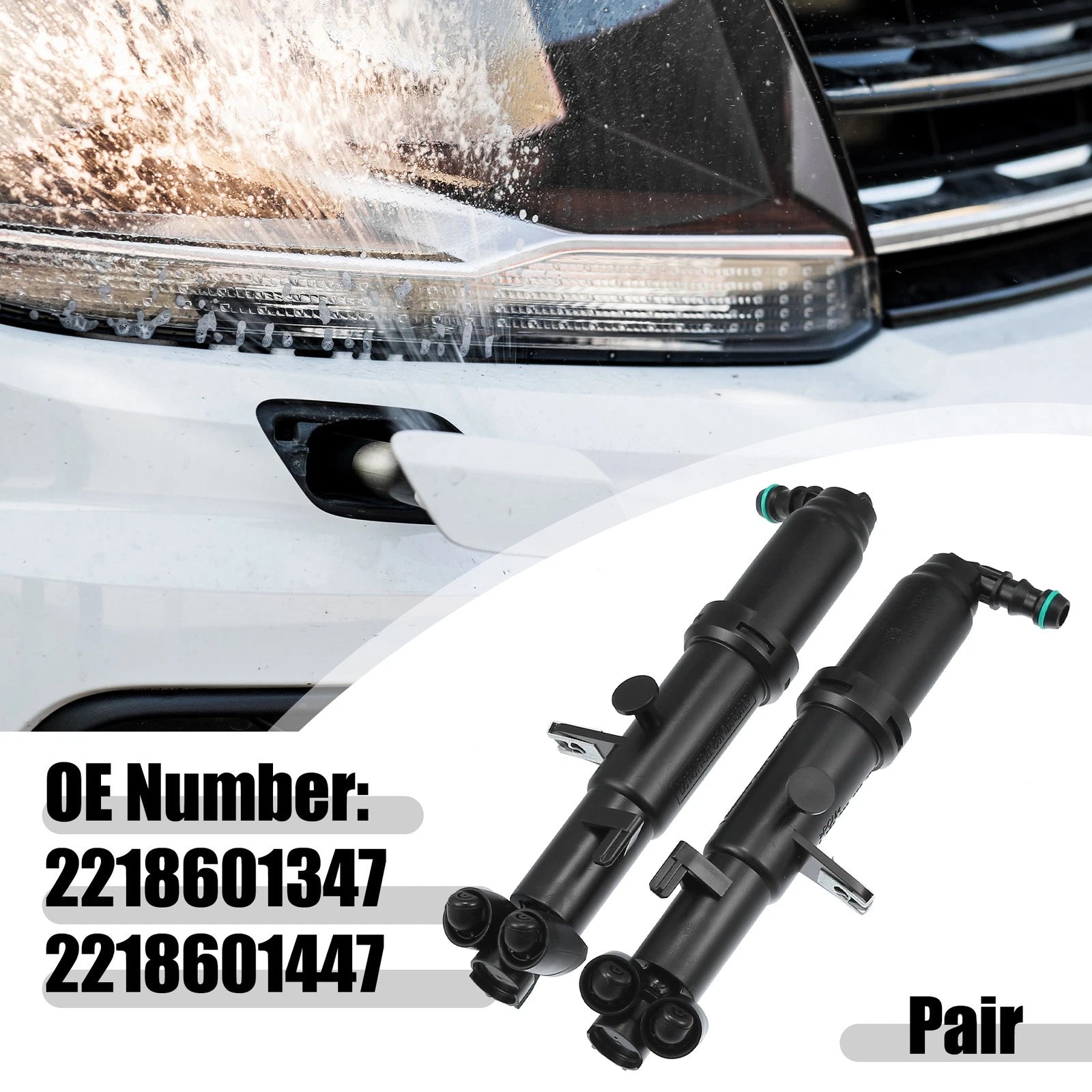 Headlight Washer Nozzle Kit Front Left Right Pair for Mercedes-Benz CL550 (2007–2012)