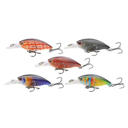5PCS Floating Fishing Lures with 10# Hook 5.5g/6.5cm Minnow Baits