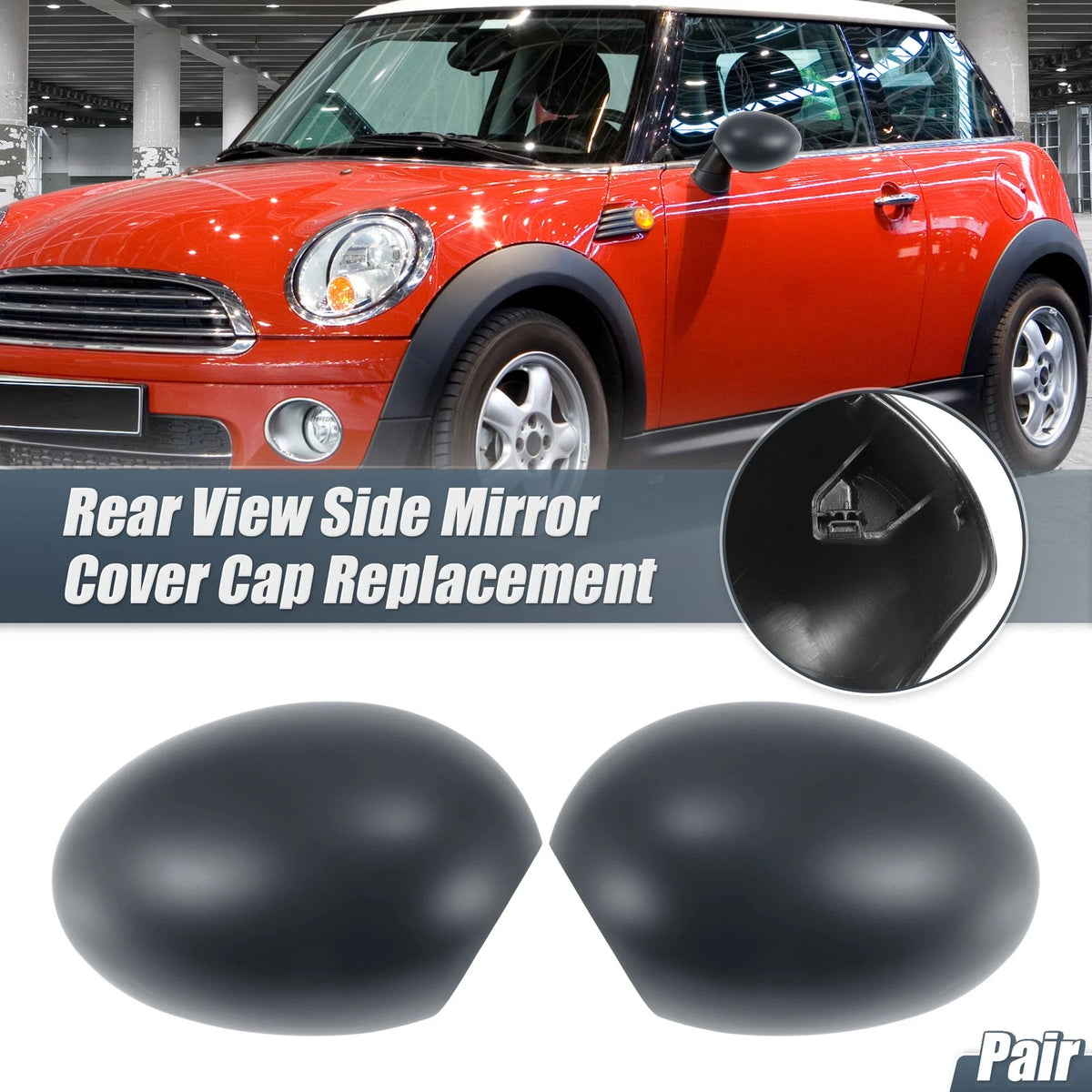 Rearview Mirror Cover Cap Pair Gray for BMW Mini Clubman R55 R57 R56 (2011–2016)