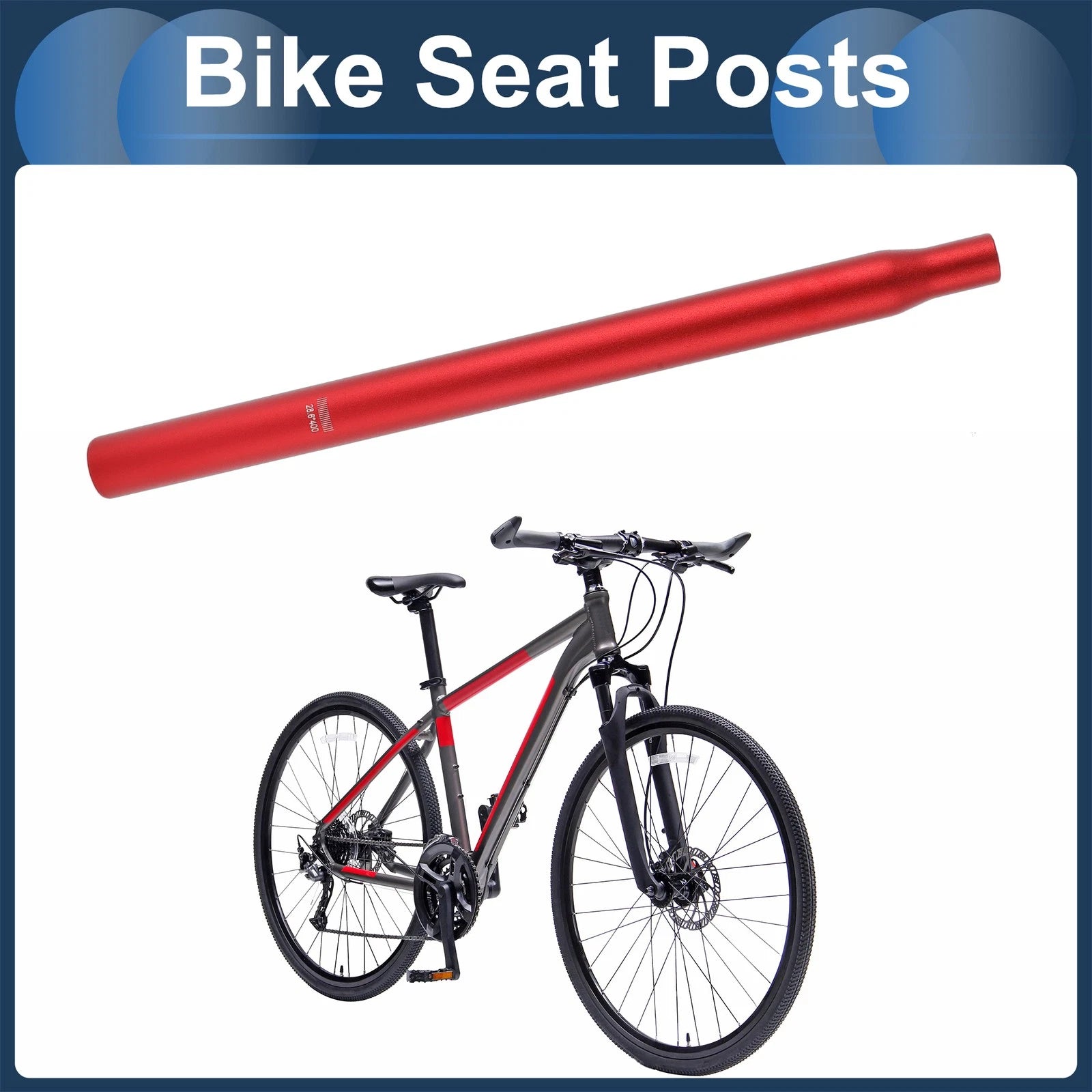 Seat Post 28.6x400mm Replacement Lightweight Saddle Post for Bike (Fits)