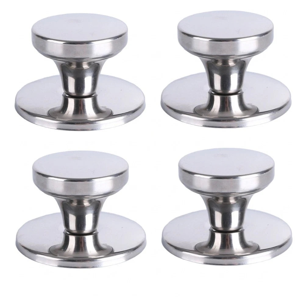 Set of 4 Stainless Steel Pot Lid Knobs with Screws