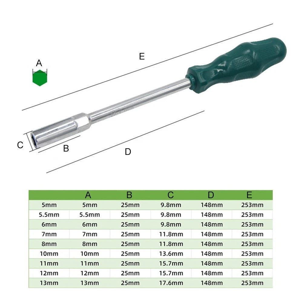 Multi Size Hex Nut Driver Tool Set (5-13 mm)