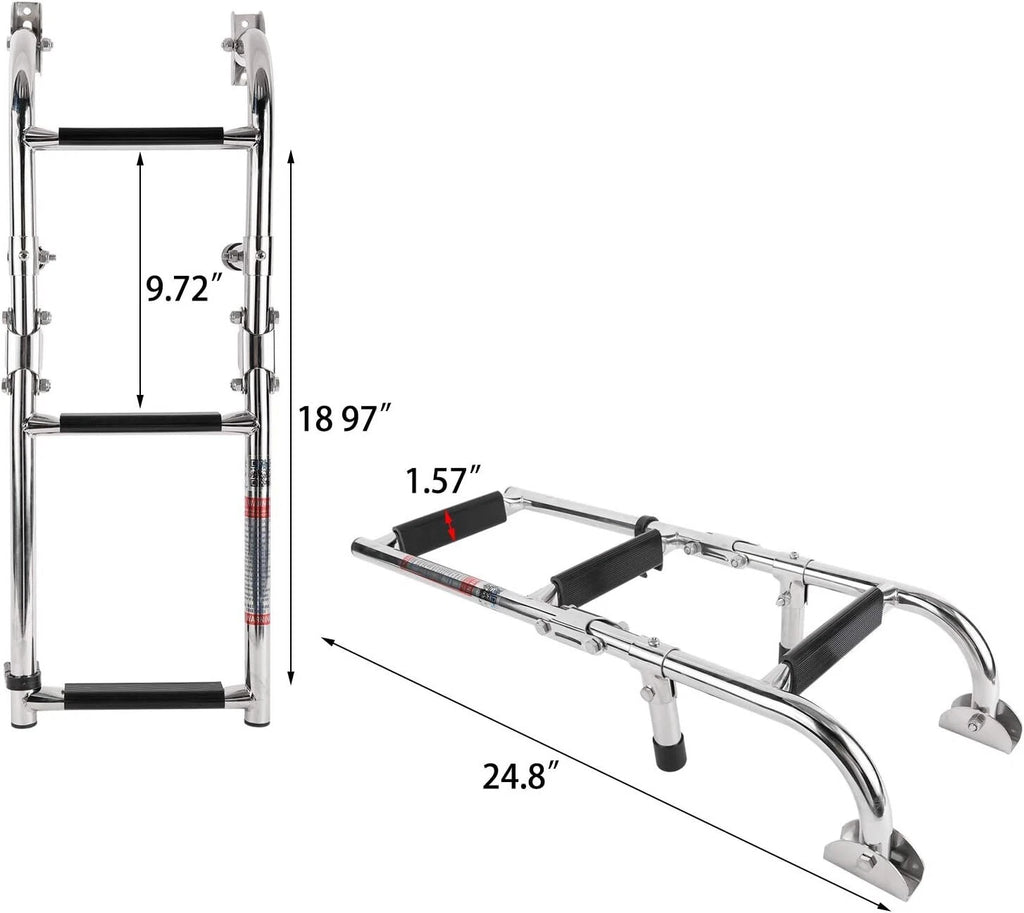 3 Step Stainless Steel Boat Ladder for Pontoon