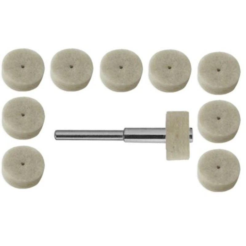 10pc Felt Buffing Polishing Wheels for Rotary Tool (1/2" Mandrel)