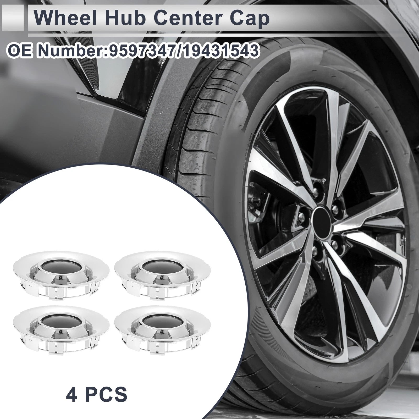 Wheel Hub Center Cap Replacement Silver Tone 6 Lug for Chevy Avalanche (2009–2013)
