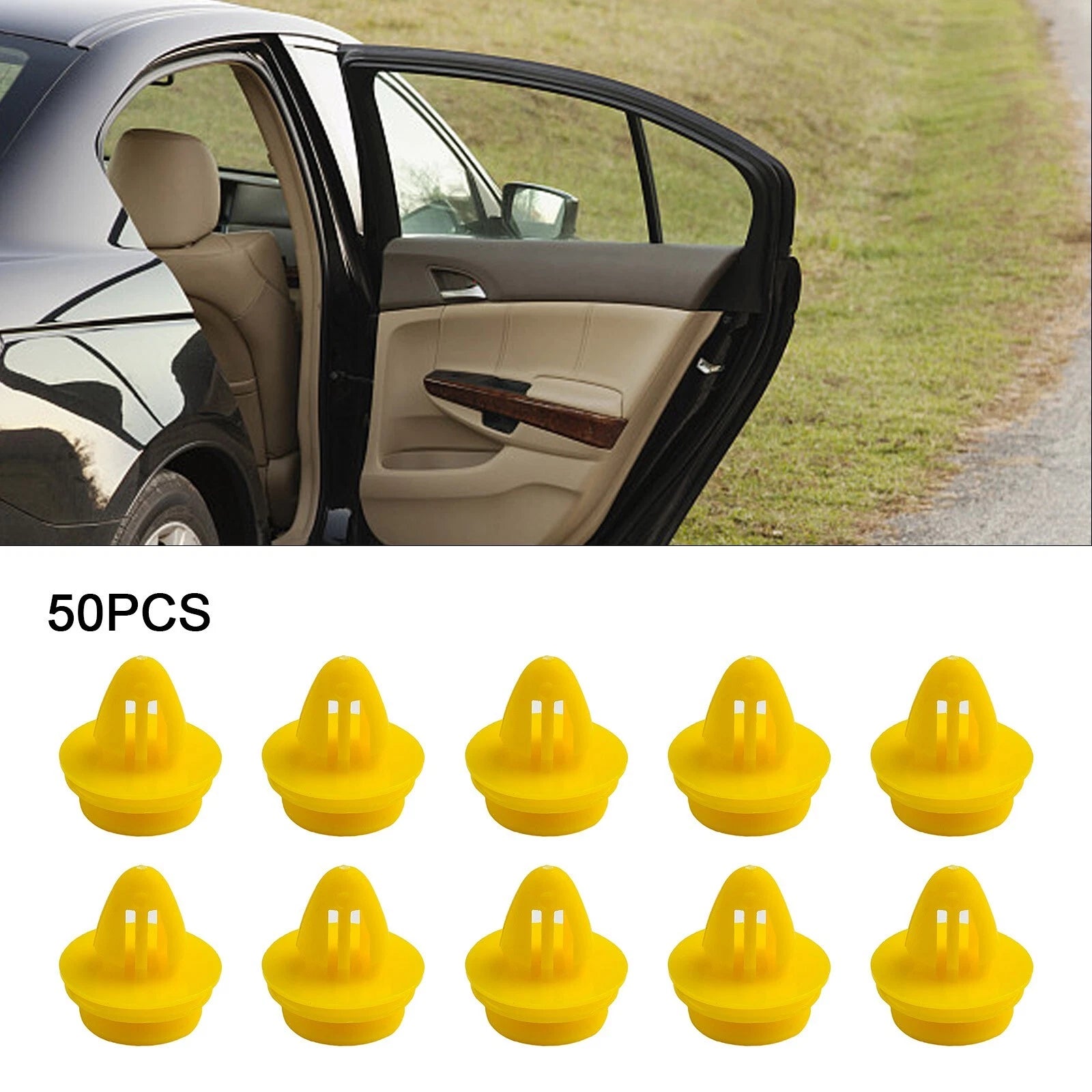 50Pcs Yellow Plastic Rivet Clips for Car Door Trim Panel