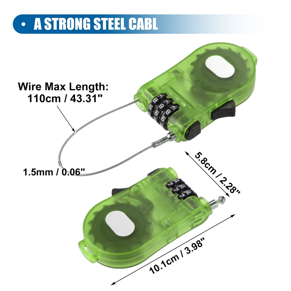 Retractable Bike Chain Lock Resettable Cable Lock for Universal Use (Any Year)