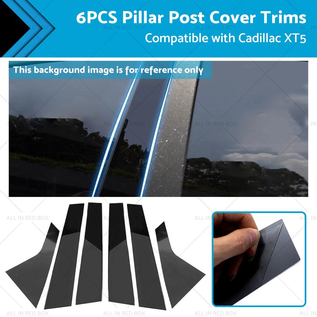 6PCS Black Pillar Post Cover Trim for Cadillac XT5 (2017–2023)