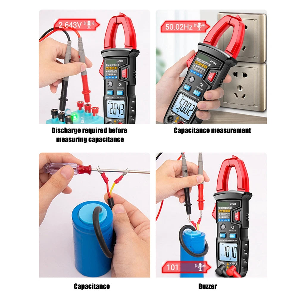 Compact AT619 Clamp Meter with Automatic Shutdown, Low Battery Indicator