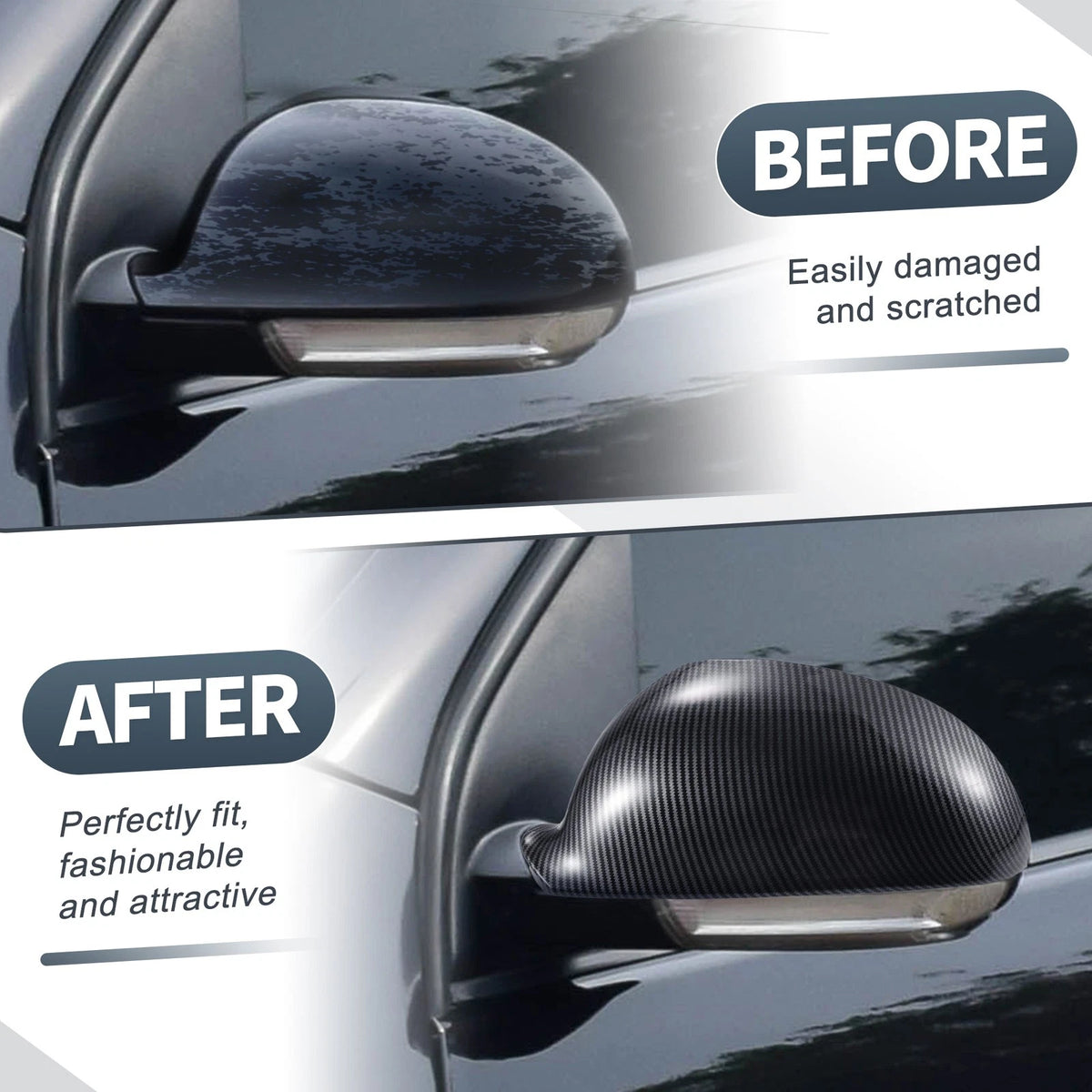 Rearview Mirror Cover Cap Replacement for Volkswagen Golf 5 GTI MK5 (2004–2009)