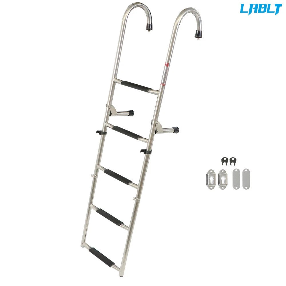 Stainless Steel Folding Ladder 2 Step + 3 Step 400 lb Limit