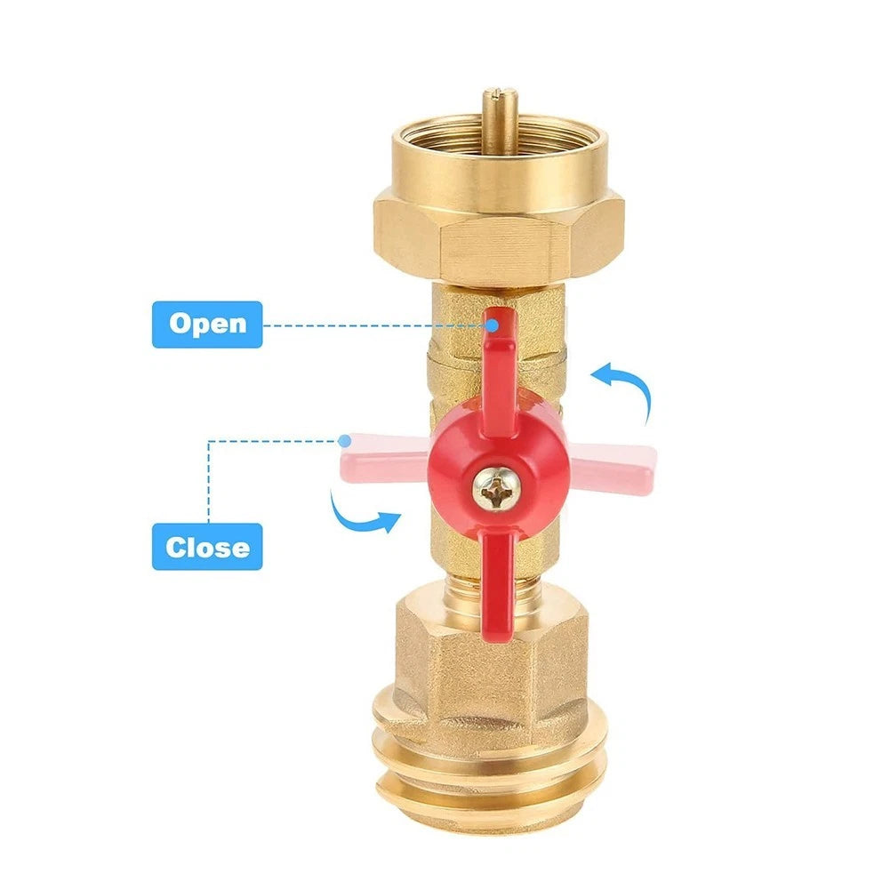Solid Brass Propane Adapter for Outdoor Cooking (1lb to 20lb Tank)