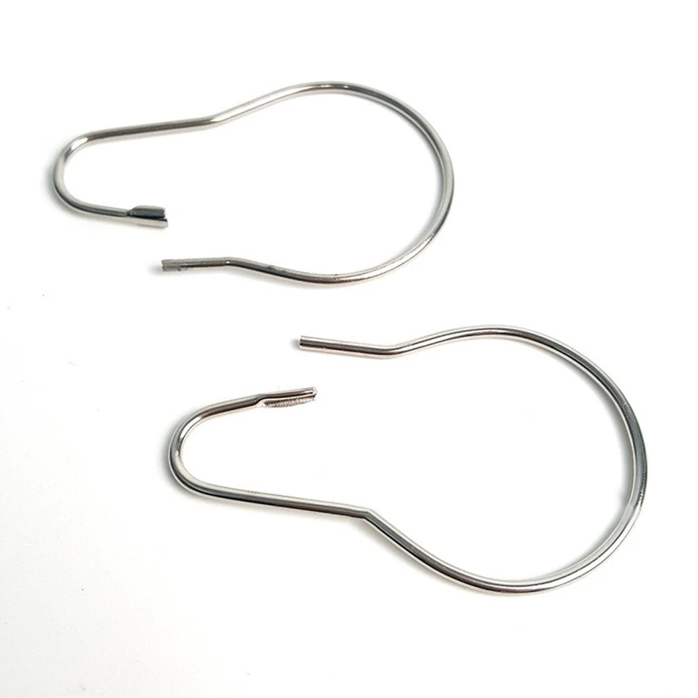 12X Stainless Steel Curtain Hooks for Bathroom Shower Rod