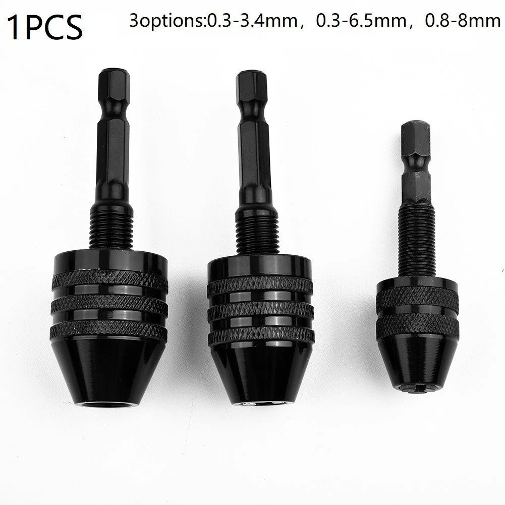 1/4in Keyless Chuck Conversion Hex Shank Adapter Drill Bits Quick Change Driver