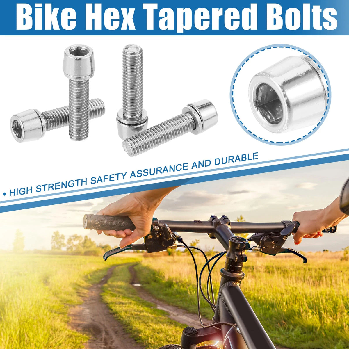 6 Pc Bicycle Stem Screws Replacement for MTB Bike M5x20mm Steel Silver (Tone)