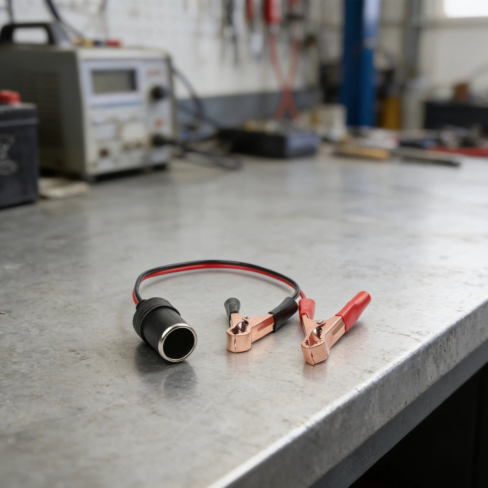 12V 50A Battery Clamp Adapter with Female Socket Connector for Vehicles