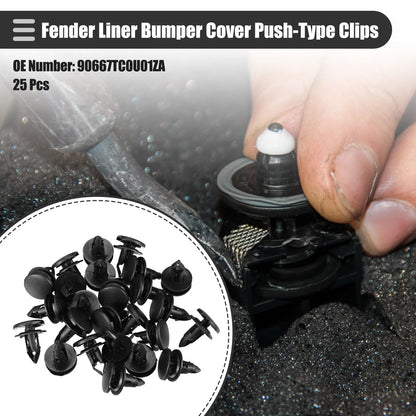 25 Pcs Fender Liner Bumper Cover Push-Type Clips for Honda (No. 90667TC0U01)