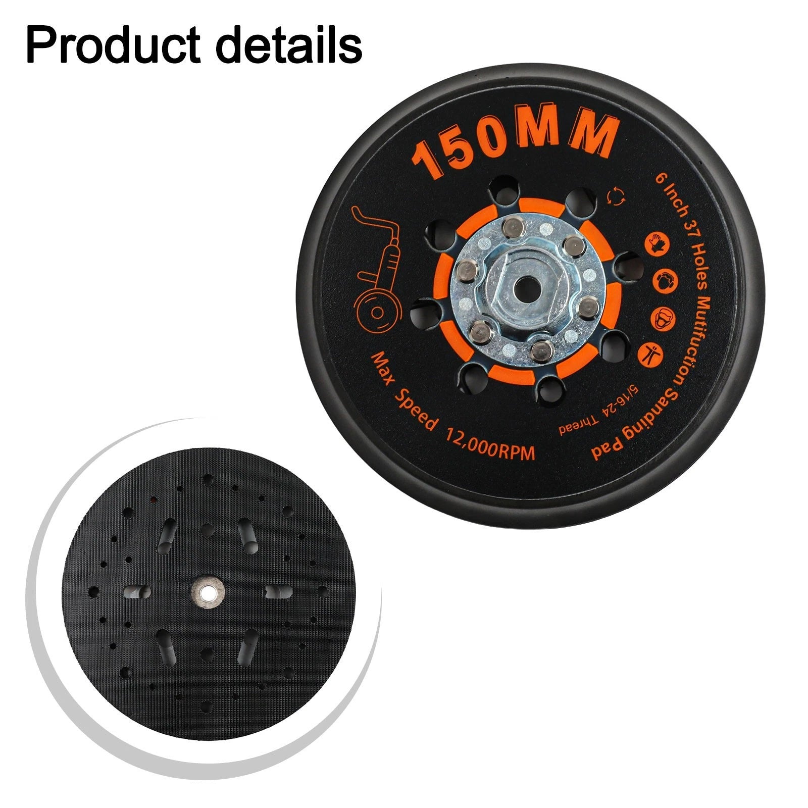 150mm Sander Backing Pad with 37 Holes for Efficient Sanding