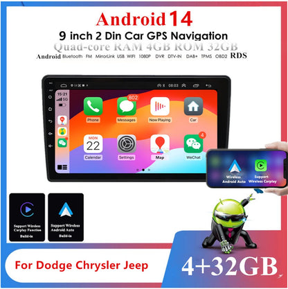9'' Carplay GPS Stereo for Jeep Wrangler (2007–2018) / Dodge Ram (2002–2018)
