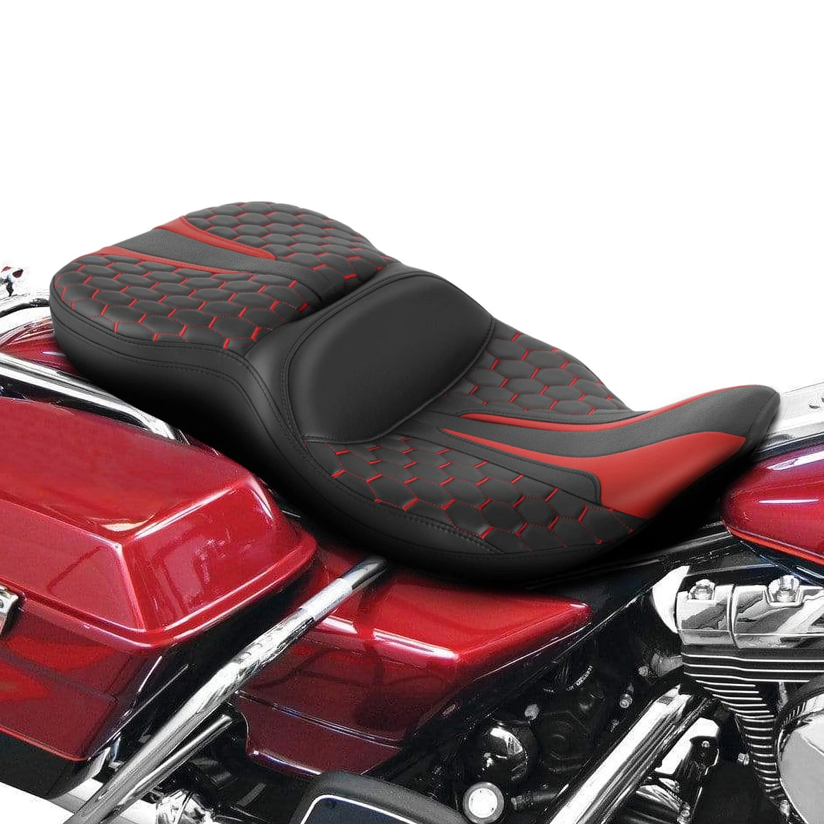 Two-Up Seat for Harley Electra Glide (1997–2007) - Black Red