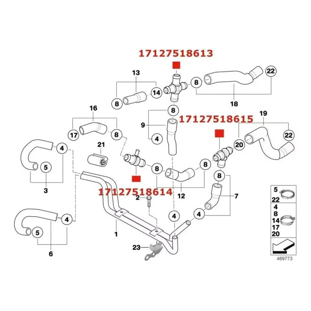 Cooling Heater Hose Connector Set for MINI Cooper S R52 R53 (2002–2006)