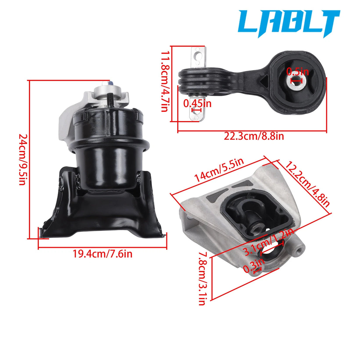 Set of 3 Engine Motor & Transmission Mounts for Honda Civic (2006–2011) L4-1.3L
