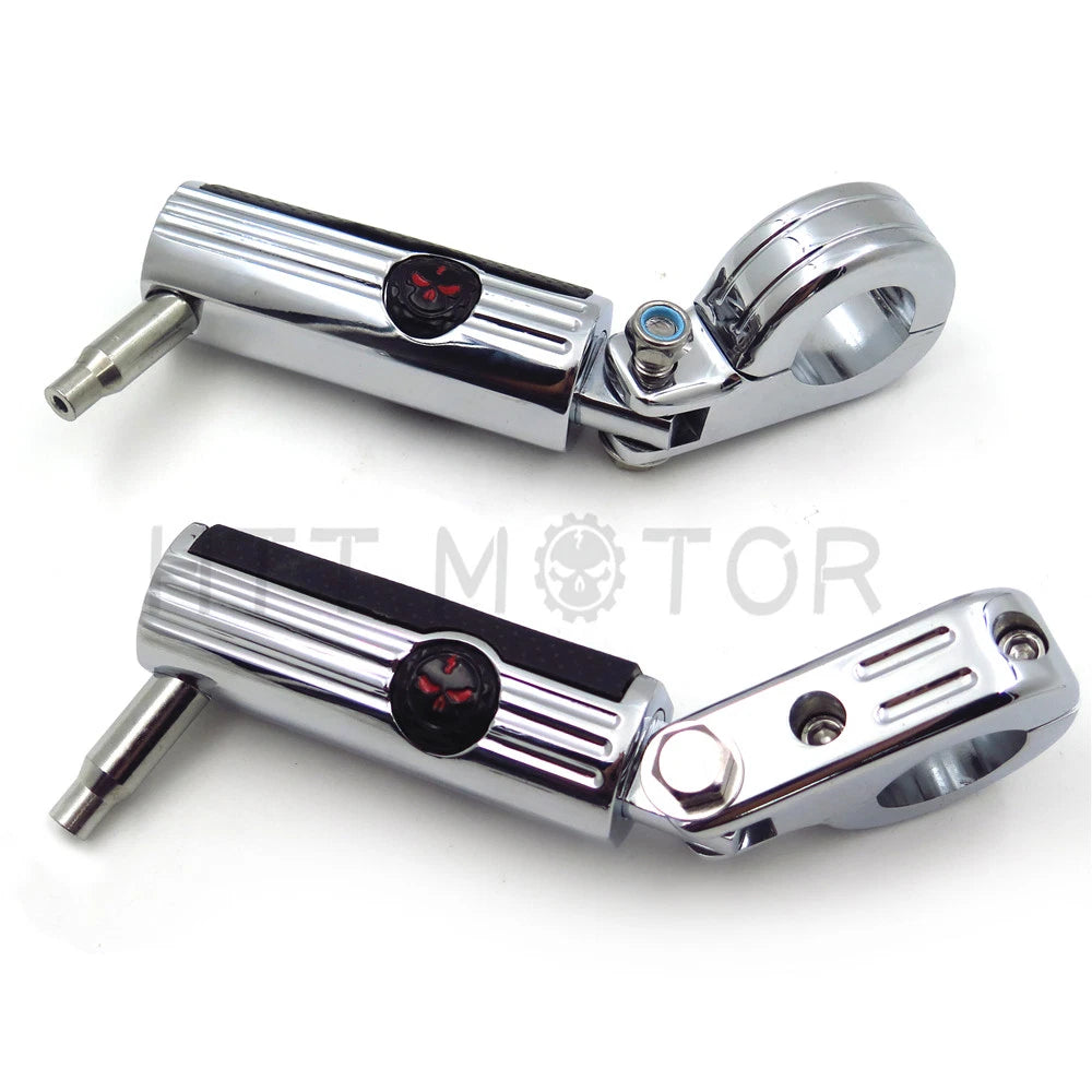 Chrome Gear Skull Highway Engine Guard Foot Peg Mounting Rest Bar 1.5"