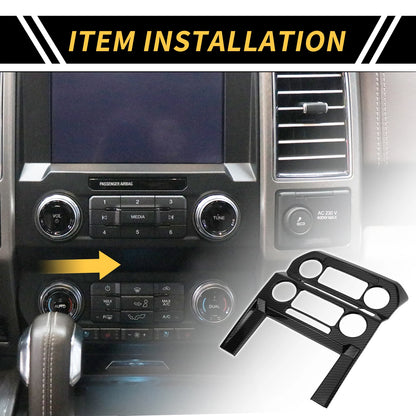 Central Control Panel Cover Trim for Ford F-150 (2015–2020) Carbon Fiber Black