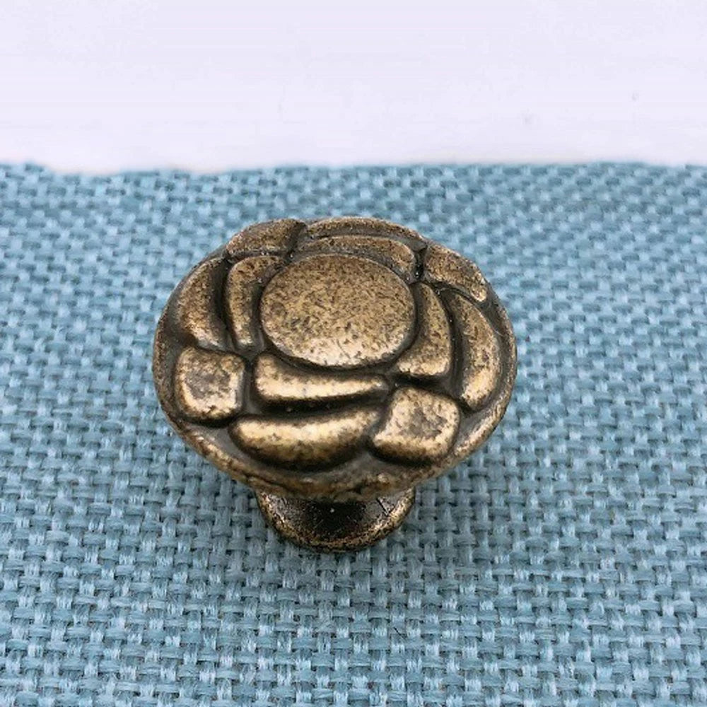 5Pcs Antique Flower Handle Knob Pull for Cabinet Drawer Jewelry Box
