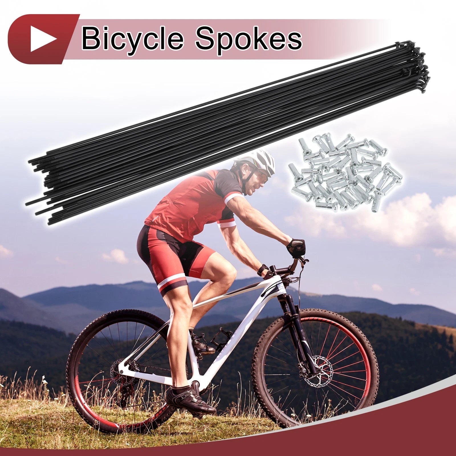 Bicycle Spokes Set 269mm Carbon Steel Black for 14G Wheel (1960–1960)