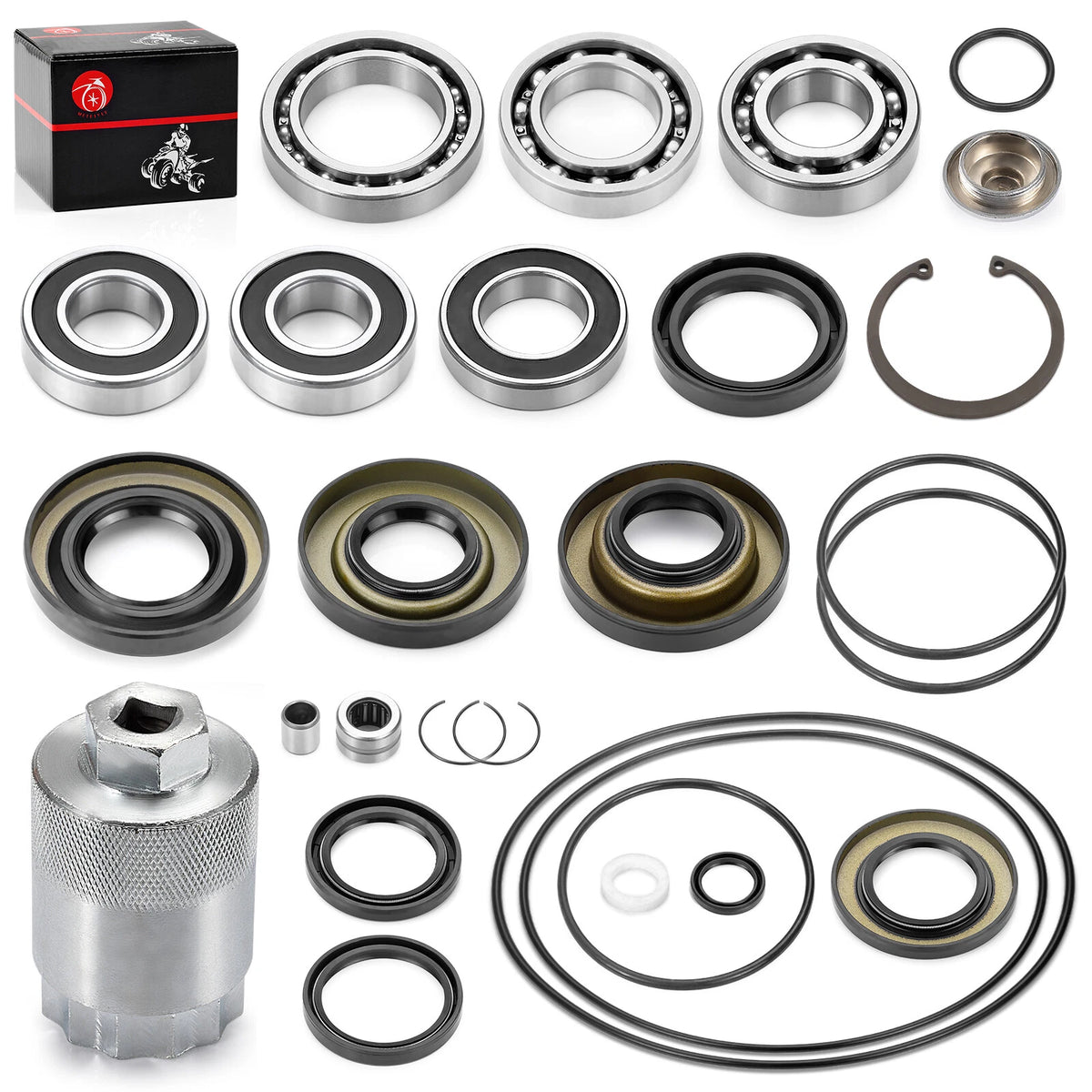 Rear Differential Axle Bearing Seal Kit & Nut Tool for Honda Rancher 350 (2000–2006)