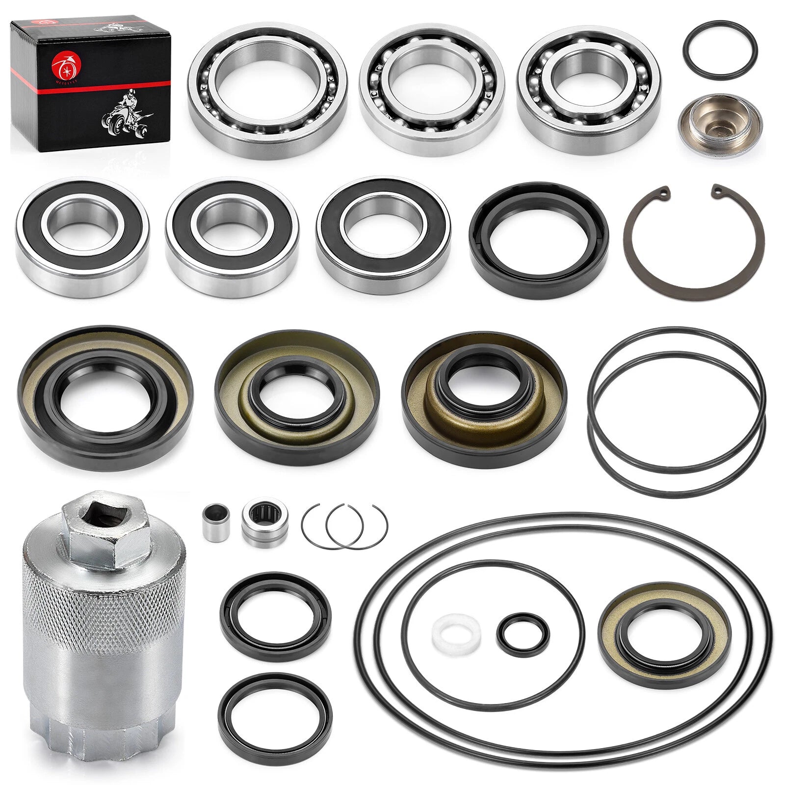 Rear Differential Axle Bearing Seal Kit & Nut Tool for Honda Rancher 350 (2000–2006)