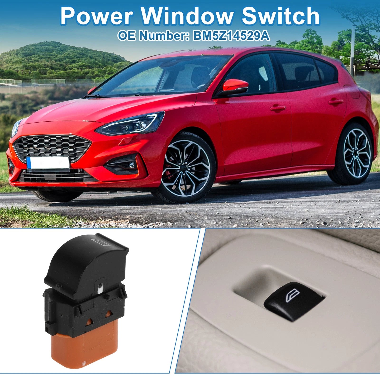 Rear Passenger Side Window Switch for Ford Escape Focus Transit (No.BM5Z14529A)