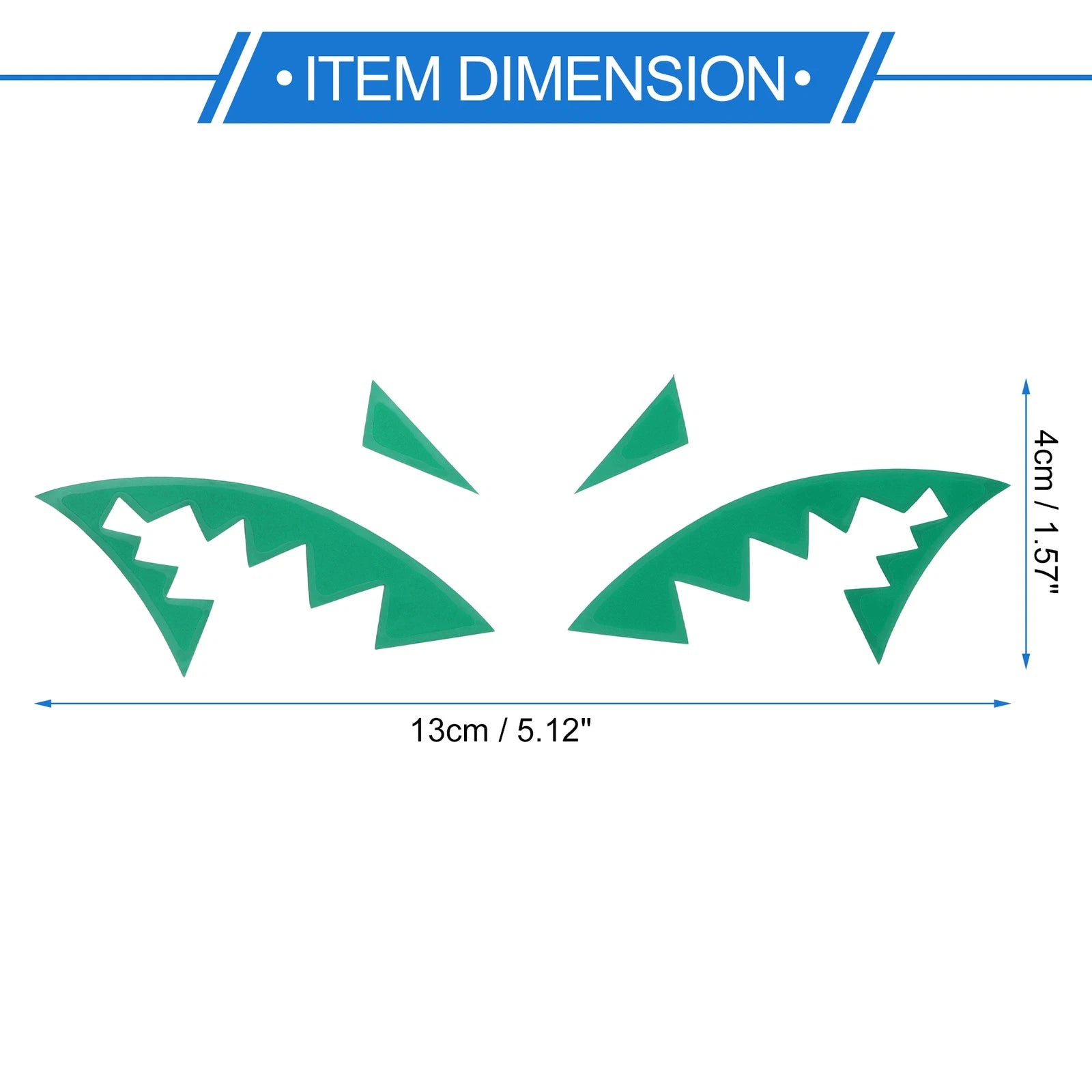 Reflective Bumper Decal for Universal Fit (Reflective Green Shark Mouth)