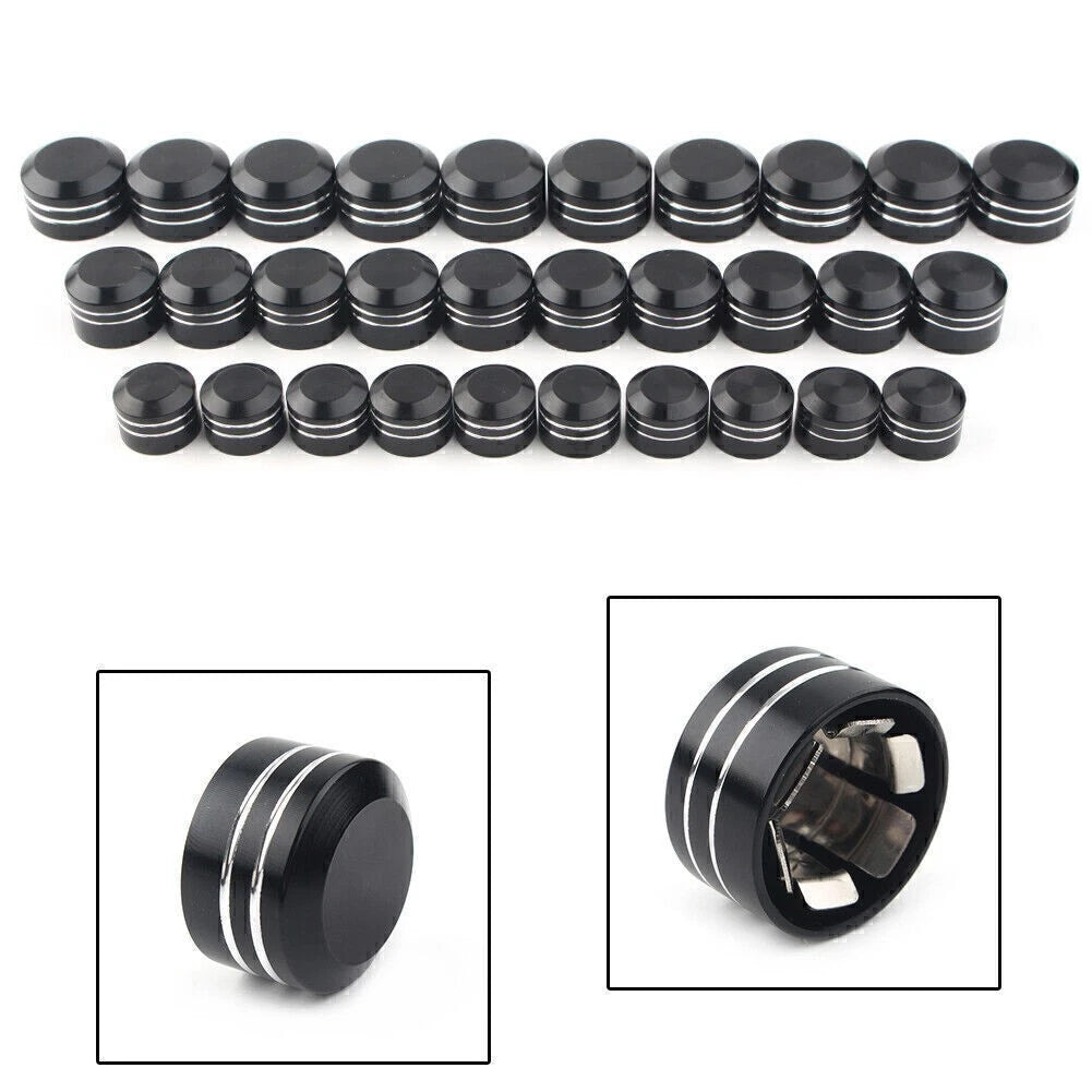 Black CNC Inner 9mm Schrauben Motor Bolt Topper Caps Cover For Harley