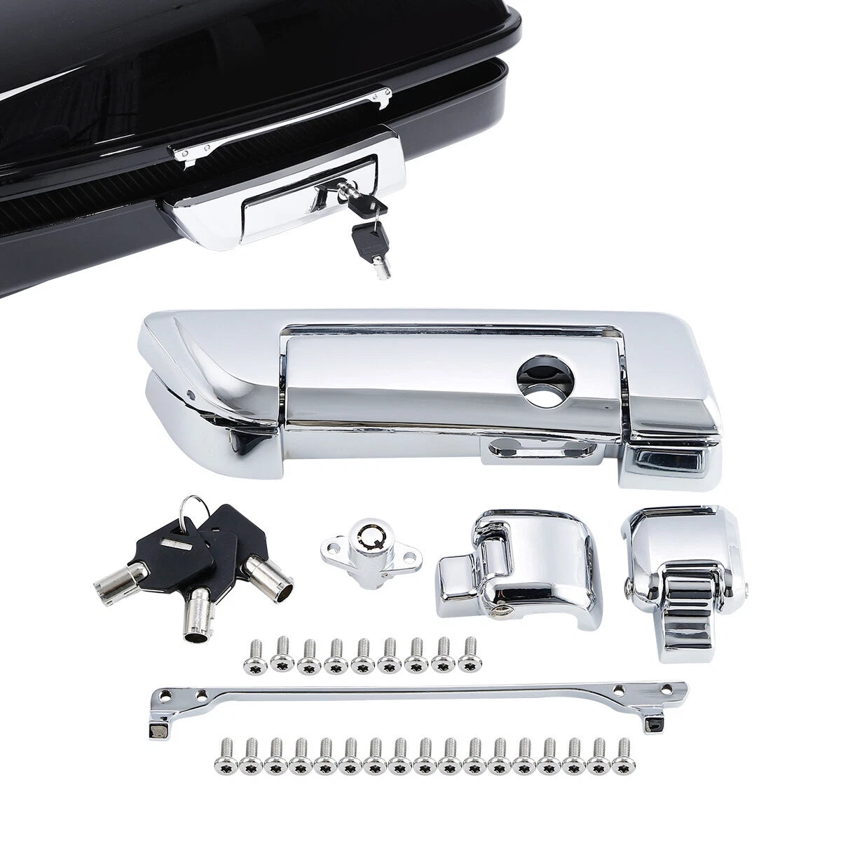 Chrome Trunk Latches Key Hinges for Harley Touring Electra Glide (2014–2024)